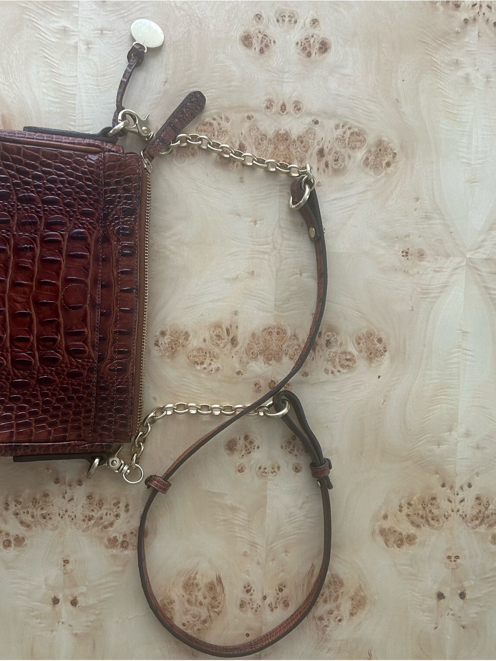 Brahmin Brown Leopard & Croc-Texture Crossbody: please read description - Picture 5 of 6